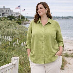 Talbots Irish Linen Light Green Shirt Jacket 22W Petite